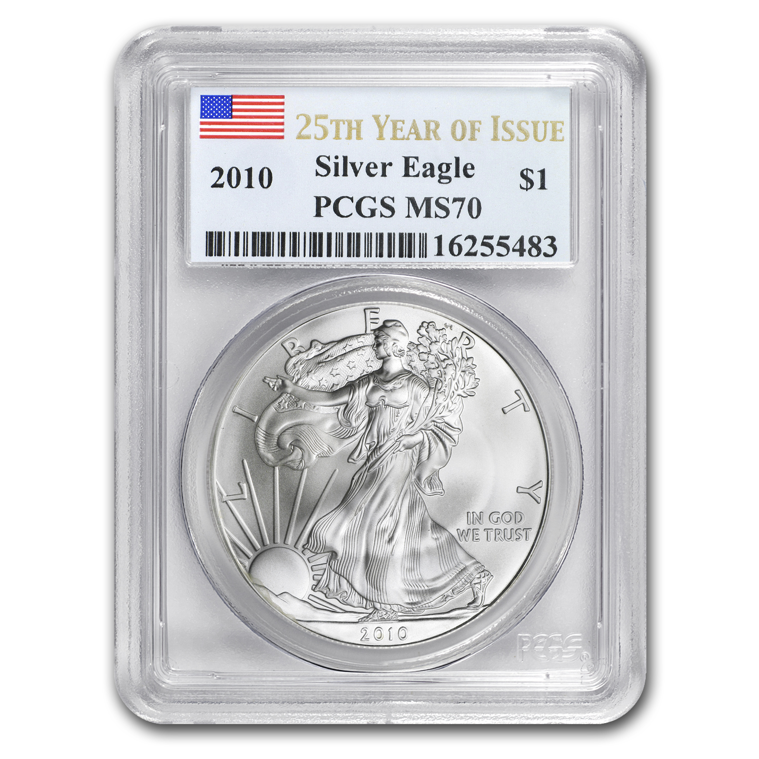 2010 American Silver Eagle $1 25th Year of Issue PCGS MS69 